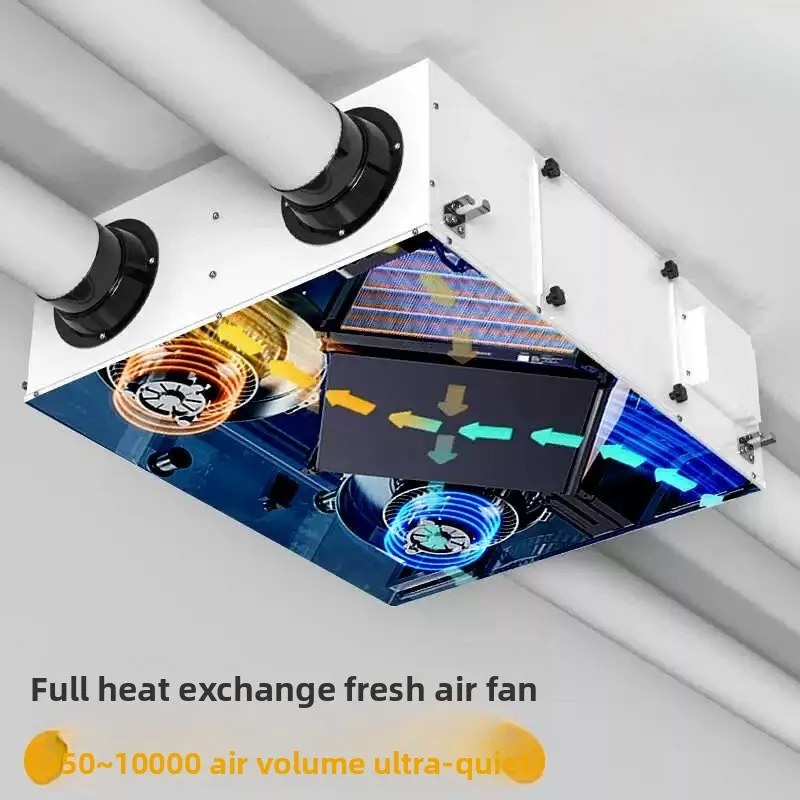 200m³/h Bidirectional Flow Ventilator with Remote, Supply & Exhaust Fresh Air Fan, No Heat Recovery for Home/Office