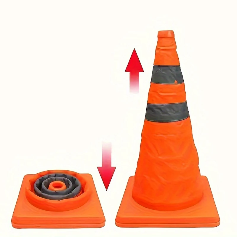 Anticollision Foldable Telescopic Road Barrier Reflective Cone Road Safety Warning Traffic Equipment Sport Training Obstacle