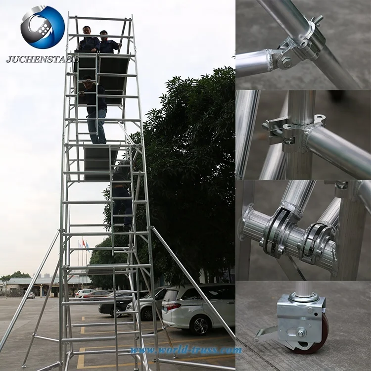 Hoogwaardige trap aluminium steiger Mobiele constructie steigertoren met wielen