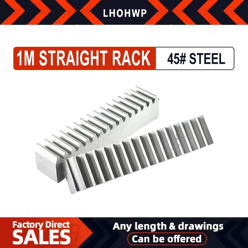 1/2/4PC Spur Rack Guide Standard Spur Rack 1Module 45 Steel Gear Drive Length 100/150/200/250/300/350/400/450/500mm