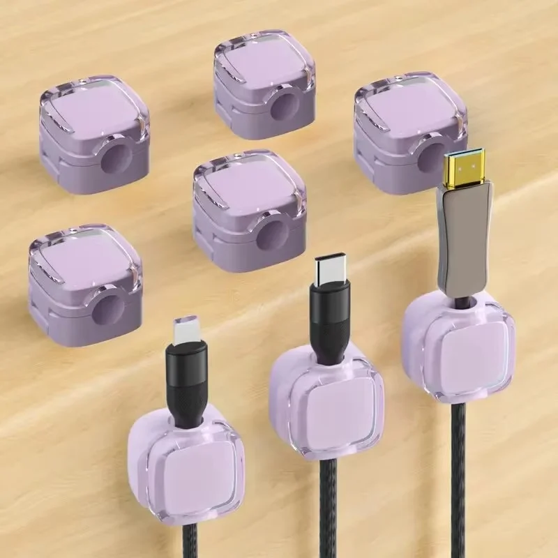1-6Pcs Magnetic Cable Organizer Clips Cord Management Desk Holder Colorful Magnetic Clip Design For Keyboard Mouse Cable Storage