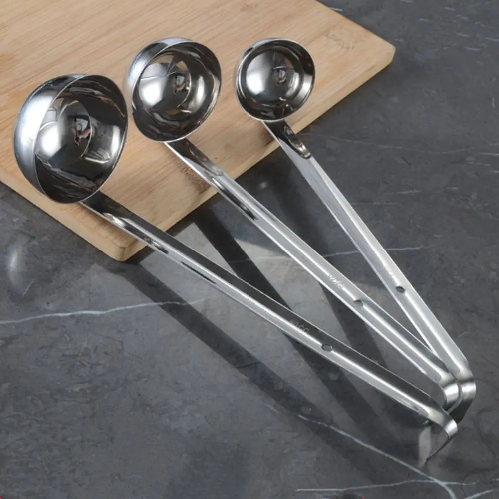 Heavy-Duty Stainless Steel Measuring Ladle 1/2/3oz with Hanging Hook Ounce Scoop Deepened Scoop Kitchen Scoop Kitchen Utensil