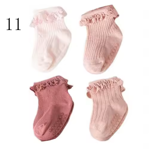 4Pair/lot new baby children's non-slip autumn winter cotton socks solid color baby foot socks - Image 14
