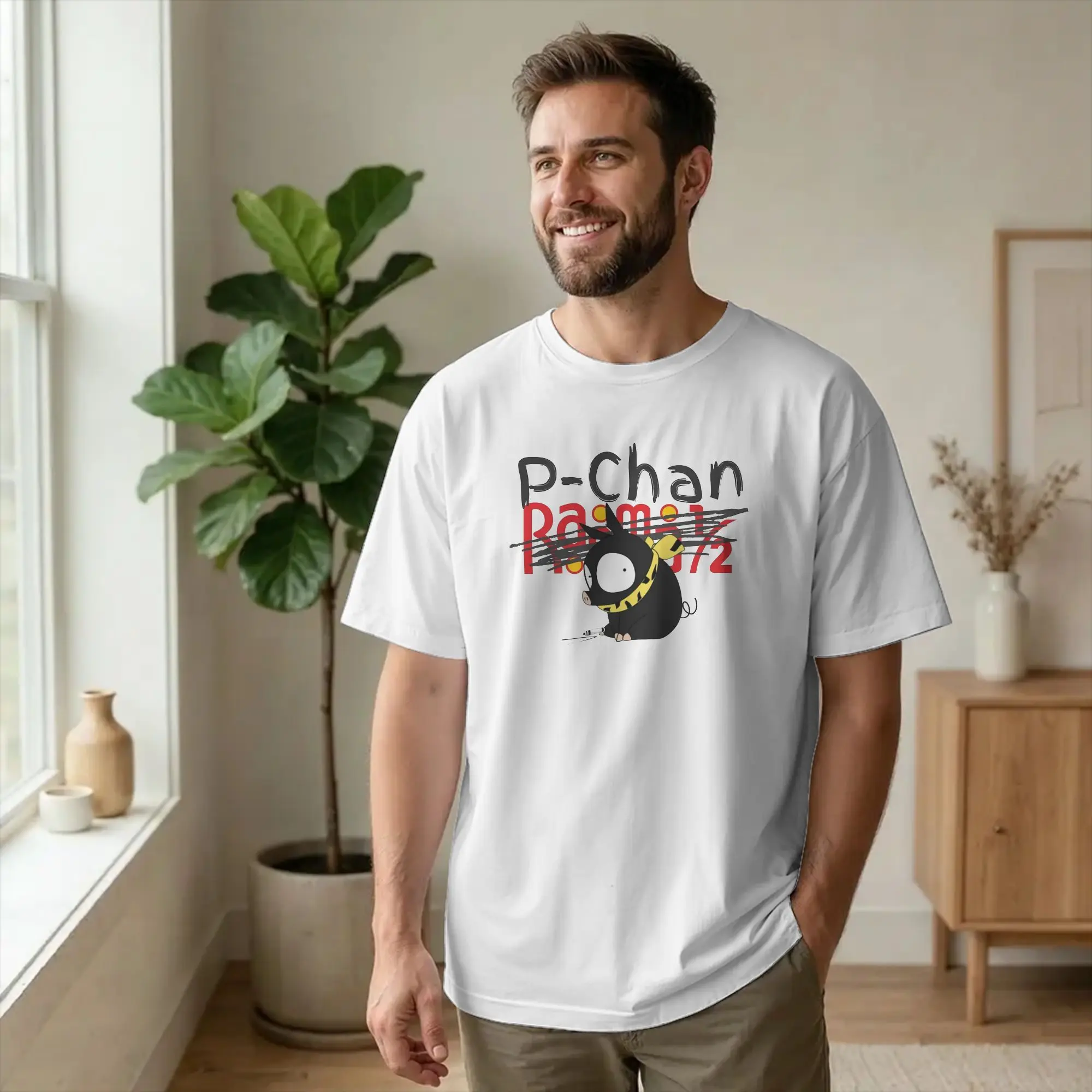 P-Chan Ranmas Logo T-Shirt for Men Women Anime Manga Funny Pure Cotton Tees O Neck Short Sleeve T Shirts Unique Clothes
