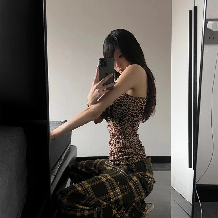 

Tank Tops All Colors Women Leopard Print Hemp Loose Anti-Wrinkle Bohemian Festival V-Neck Vintage Tassel Breathable Natural Sexy