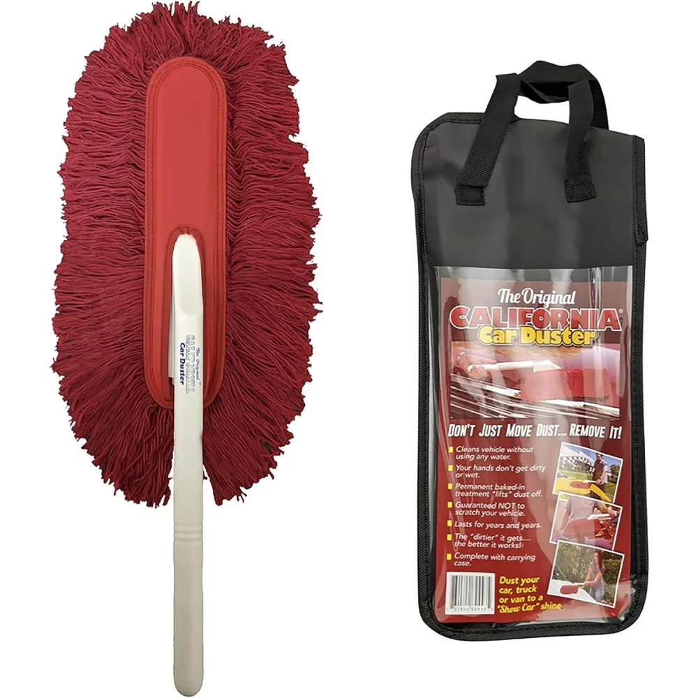

California Car Duster with Red Cotton Mop Quickly and Safely Removes Light Daily Dust