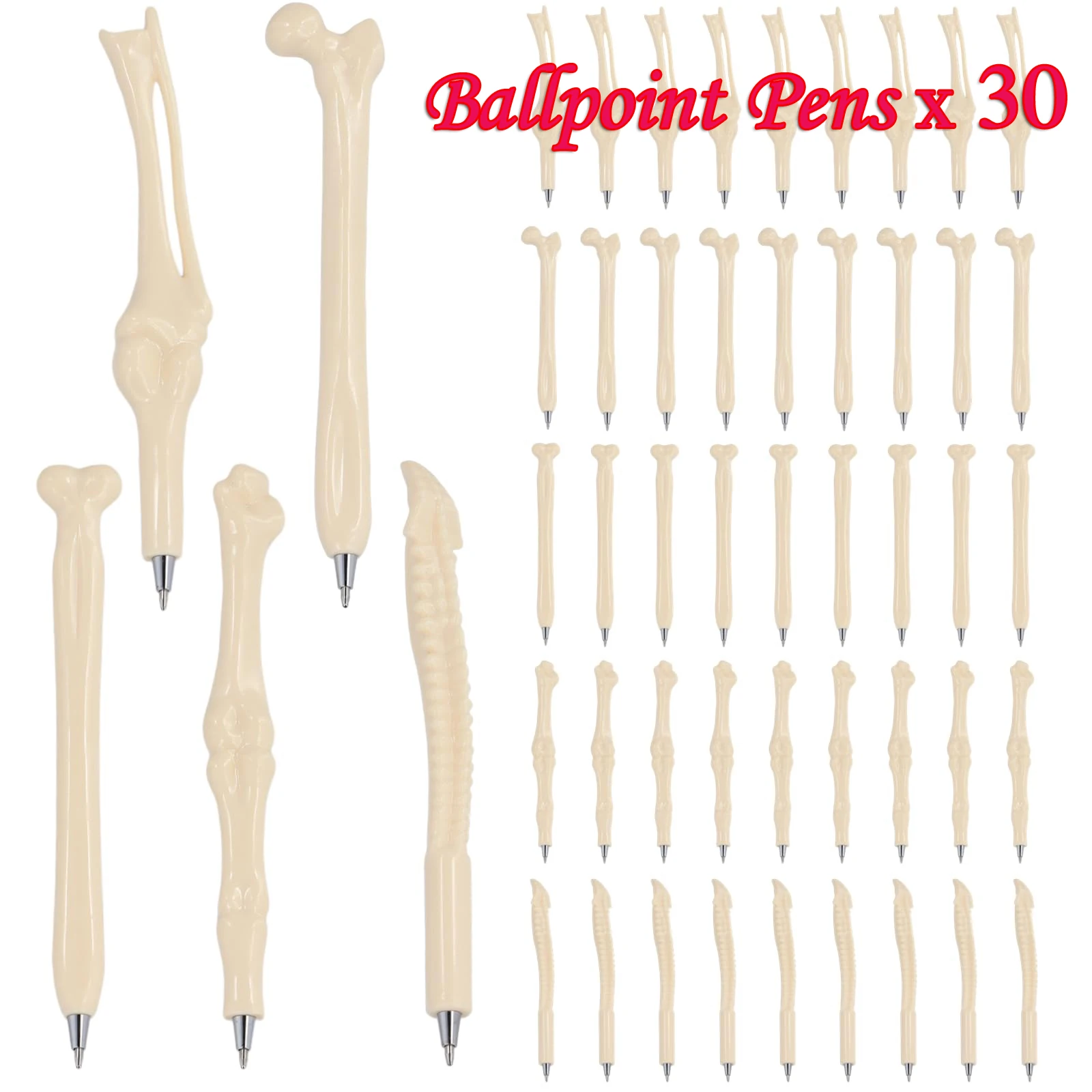 

30Pcs Bone Shape Ballpoint Pen Writing Supplies Gifts School Office Stationery Blue Black Refill