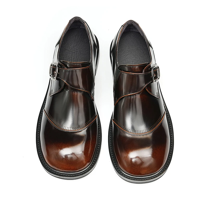 2025 Handcrafted Big Size Genuine Leather Monke Shoes Business Casual Big-head Formal Shoes Fashionable Party And Wedding Shoes