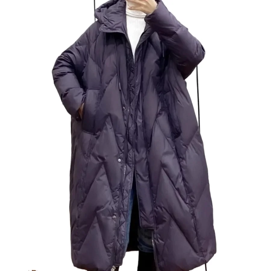 

Новая зимняя женская удлиненная куртка-парка в стиле ретро с капюшоном, утепленная пухом и хлопком, свободного кроя, теплая, выше колена