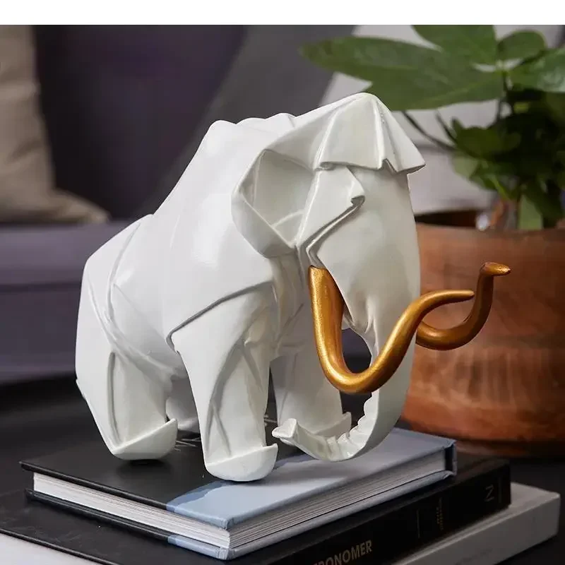 

#For Simulation Animal Sculpture Mammoth Tiger Resin Crafts Furnishings Abstract Geometric Statue Modern Home Decoration^