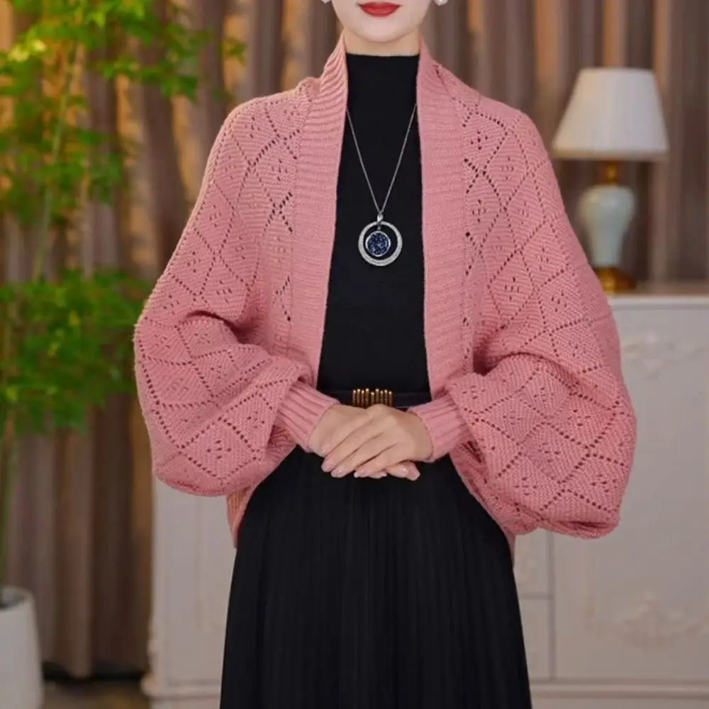 New Temperament Cardigan Knitted Shawl False Collar Outwear Shoulder Autumn Winter Scarf Warm Long Sleeve Bridal Neck Wrap Party