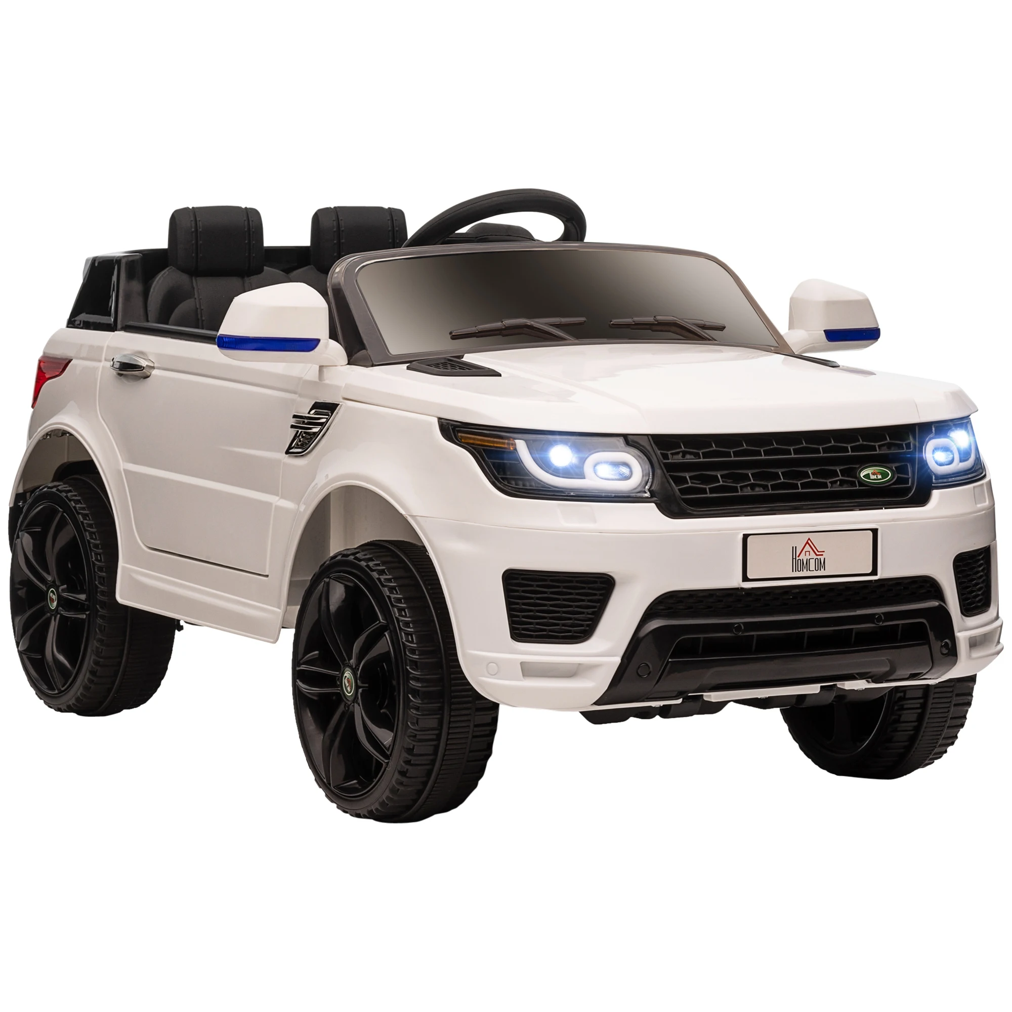 HOMCOM Coche Eléctrico SUV Niños 3-6 Años con 2 Motores 12V 110x68x52 cm Blanco