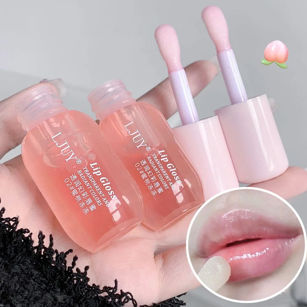 Crystal Jelly Lip Oil Lasting Hydrating Lip Gloss Tinted กันน้ําโปร่งใส Moisturizing Lips Plumper เกาหลี Care เครื่องสําอาง