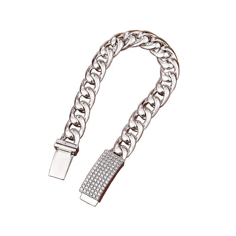 Cuban Chain 925 Silver Inlaid Diamond Bracelet Couple Men's and women's Fashion Hip Hop European and American Simplicity