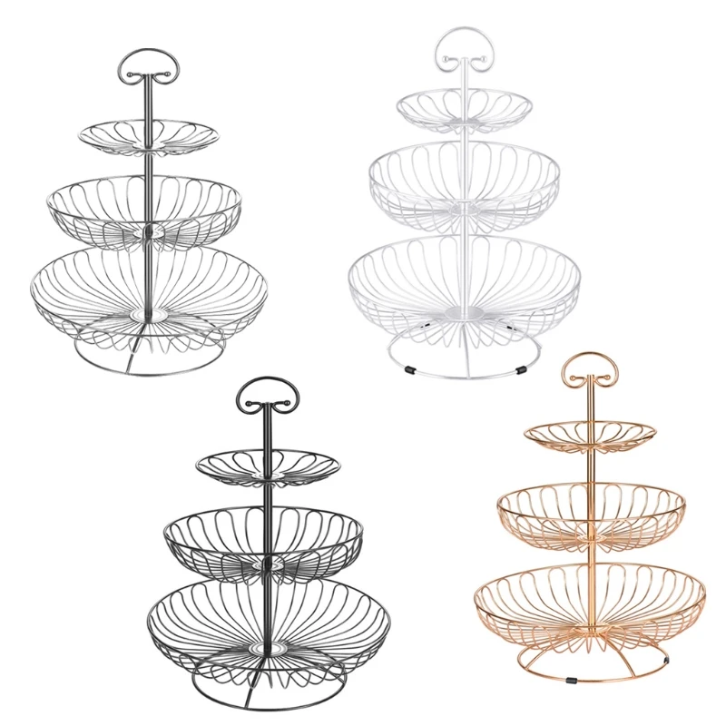 

3 Tier Fruit Basket Metal Fruit Bowls Wrought Iron Fruit Stand Holder Countertop 45BE