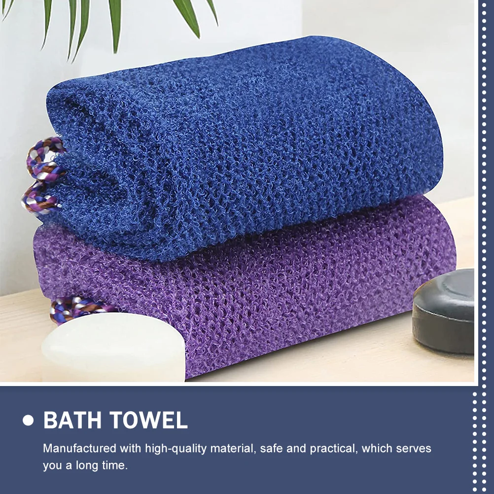 

4pcs Exfoliating Long Strip Bath Towels Body Cleaning Friction Quick Drying Skin Friendly Bathing Towel For Back Cleansing Blue