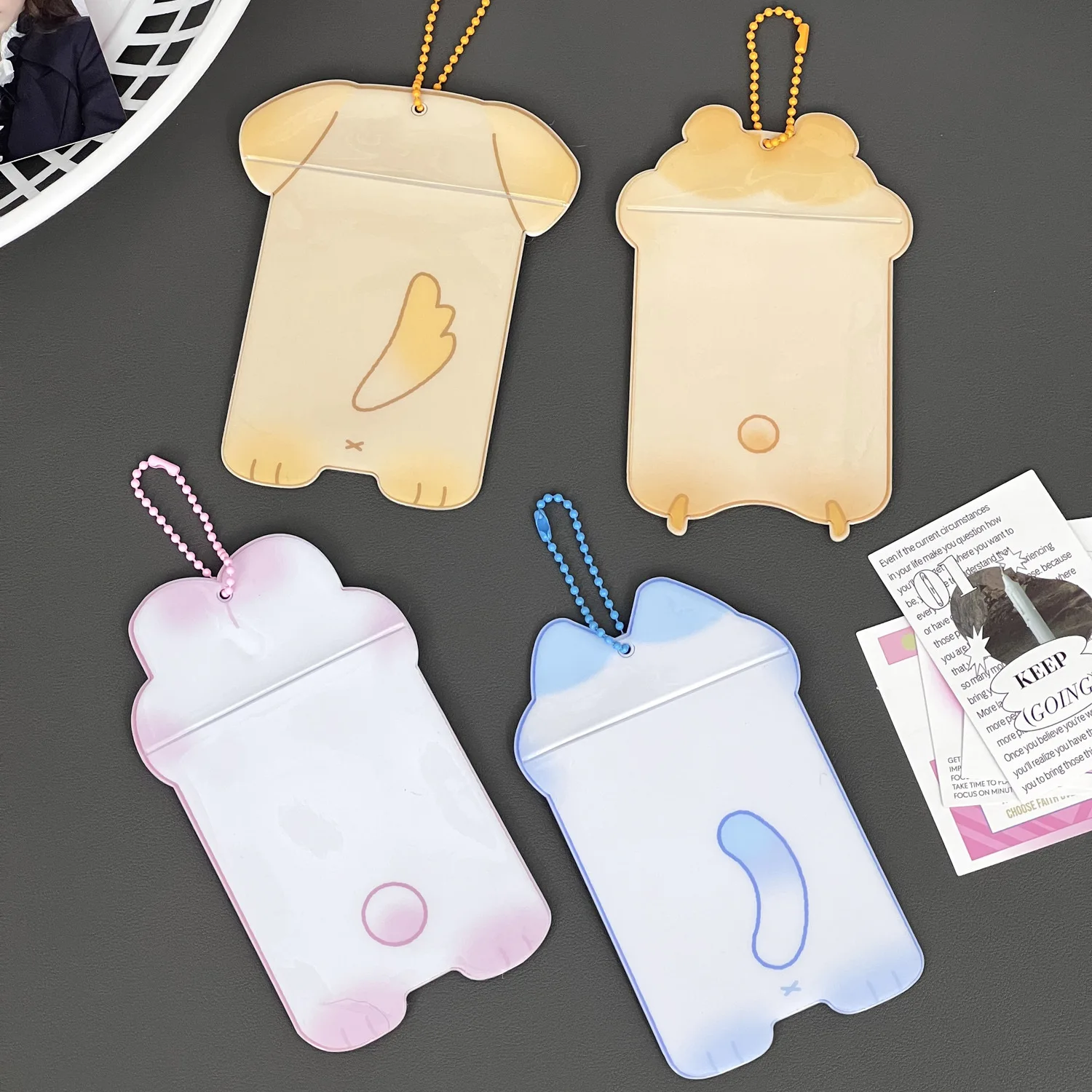 PVC Cartoon Cute Puppy Animal Photo Card Holder Pockets for Mini Photo Sticker & Name Card 3 Inch Photos with Key Chain