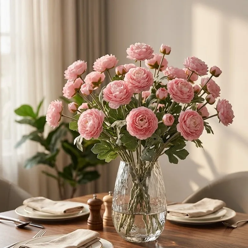 

20pcs 3 Heads Open Peony Artificial Flowers Faux Floral Arrangement For Living Room Dining Table Centerpiece Wedding Photo Prop