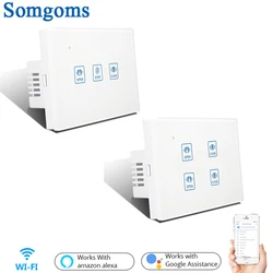 Wifi Curtain Blinds Touch Wall Switch Crystal Panel Electric Motorized Blinds Smart Switch Tuya Remote Control With Google Home