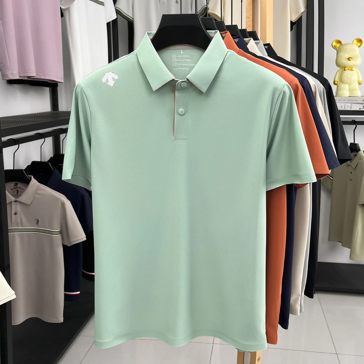 Hochwertiges Eisseide-Kurzarm-Poloshirt, Marken-Luxus, geprägt, modisch, neu, Herren-Sommer-T-Shirt, atmungsaktiv, lässig, Business-T-Shirt – Detail 11
