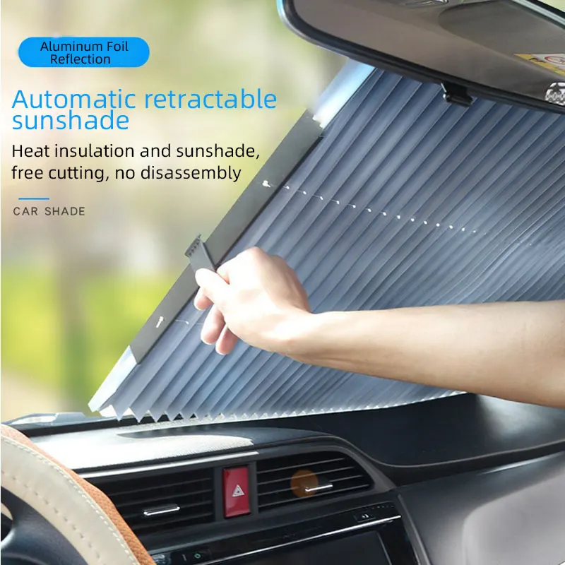 Car Windshield Sunshade Curtain Retractable Anti UV Car Windshield Front/Rear Shutter Summer Auto Interior Accessories