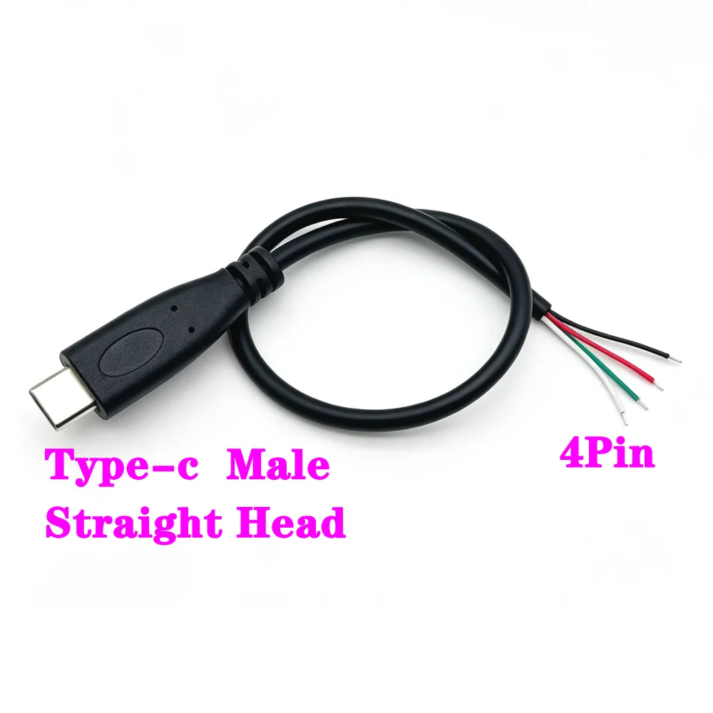 2 Wire 4 Wires  DIY Repair Welding Cable Type C USB 2.0 Elbow Head Male Female Jack 4Pin/2Pin Type-c Male Extension Cable