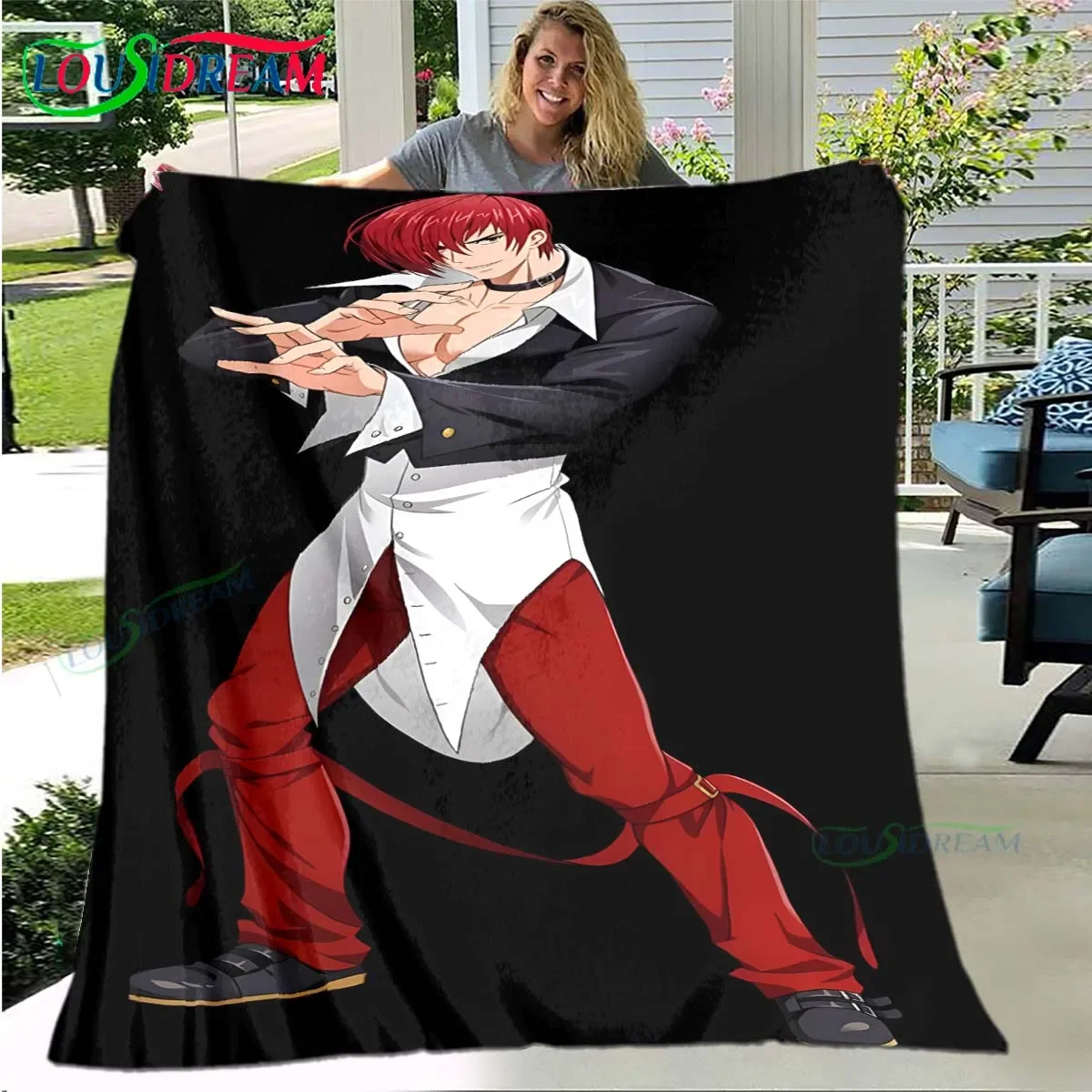 Hot Game The King of Fighters Pattern Blanket Flannel Thin Blanket Portable Home Travel Office Lunch Break Blanket Birthday Gift