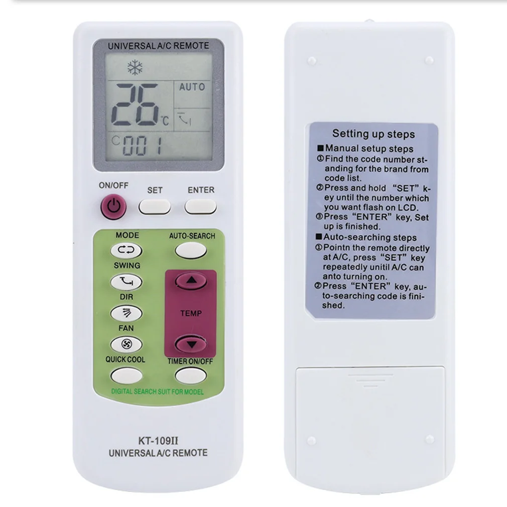 KT109II Universal Air Conditioner Remote Control Replacement LCD Display A/C Remote Controller Max 15m Remote Dropshipping Hot