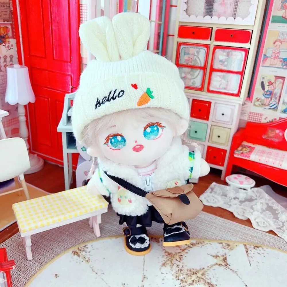 20Cm Poppenkleding Pluche Vest Broek Mini Kleding Jas Hoofddeksels Katoen Gevulde Poppen Schoenen Tassen Accessoires Outfit T-Shirt Pak