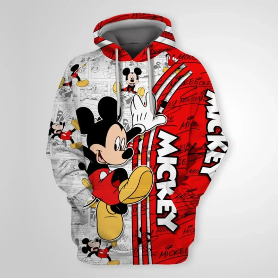 

Disney Mickey Mouse Red 3D Hoodie Men's Women's Casual Fashion Oversized Sweatshirt Disney 3D Hoodie Zipper Hoodie