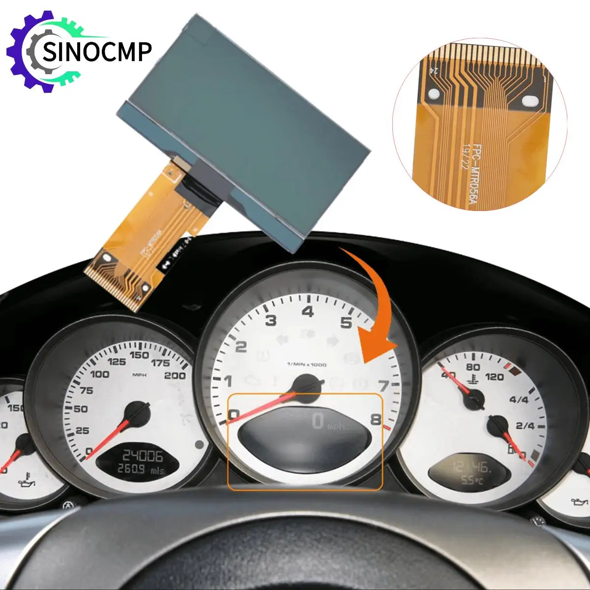 

Speedometer Dashboard LCD Display for Porsche 911 997 Carrera GT2 GT3 Turbo 987 Cayman Boxster Vehicle Speed Electronic Display