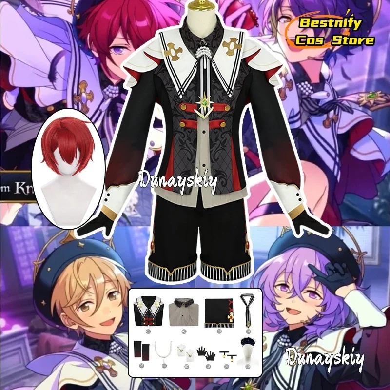 CosplaySuou Tsukasa Cosplay Game Ensemble Stars Fallen Angels Costume Medieval Vintage Knight Set Suou Tsukasa Role-play Wig Pro