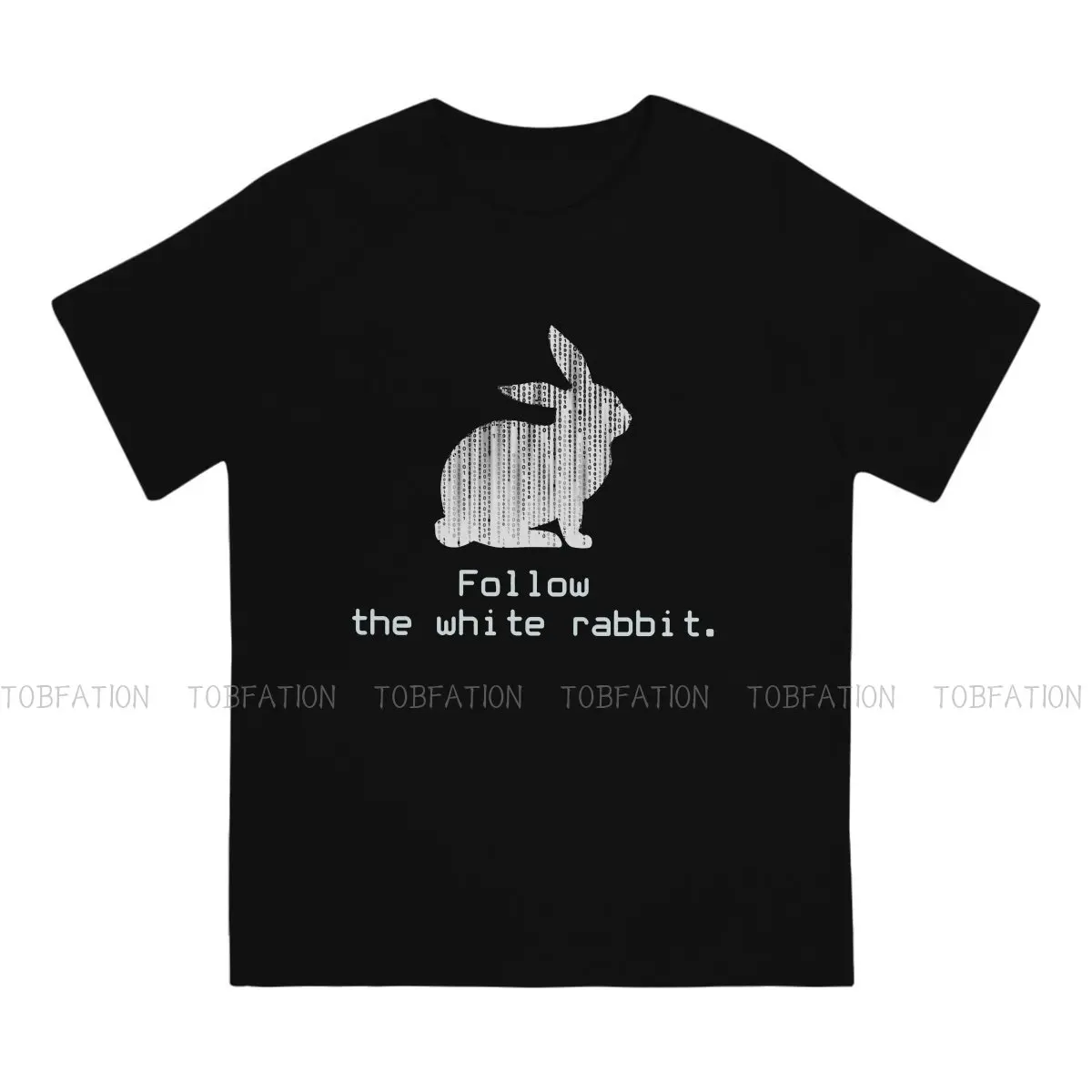 The Matrix Neo Film Follow the white Rabbit1 T Shirt Men Ofertas Large Crewneck Tshirt Cotton Casual Tops