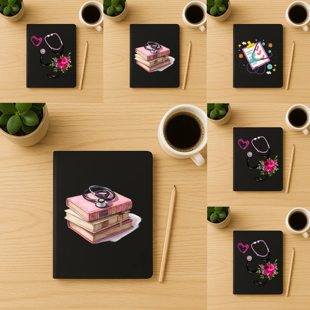 

1 PC Medical Stethoscope Print PU Notebook - A5 Softcover Journal for Nursing Students, Nurses & Healthcare Workers