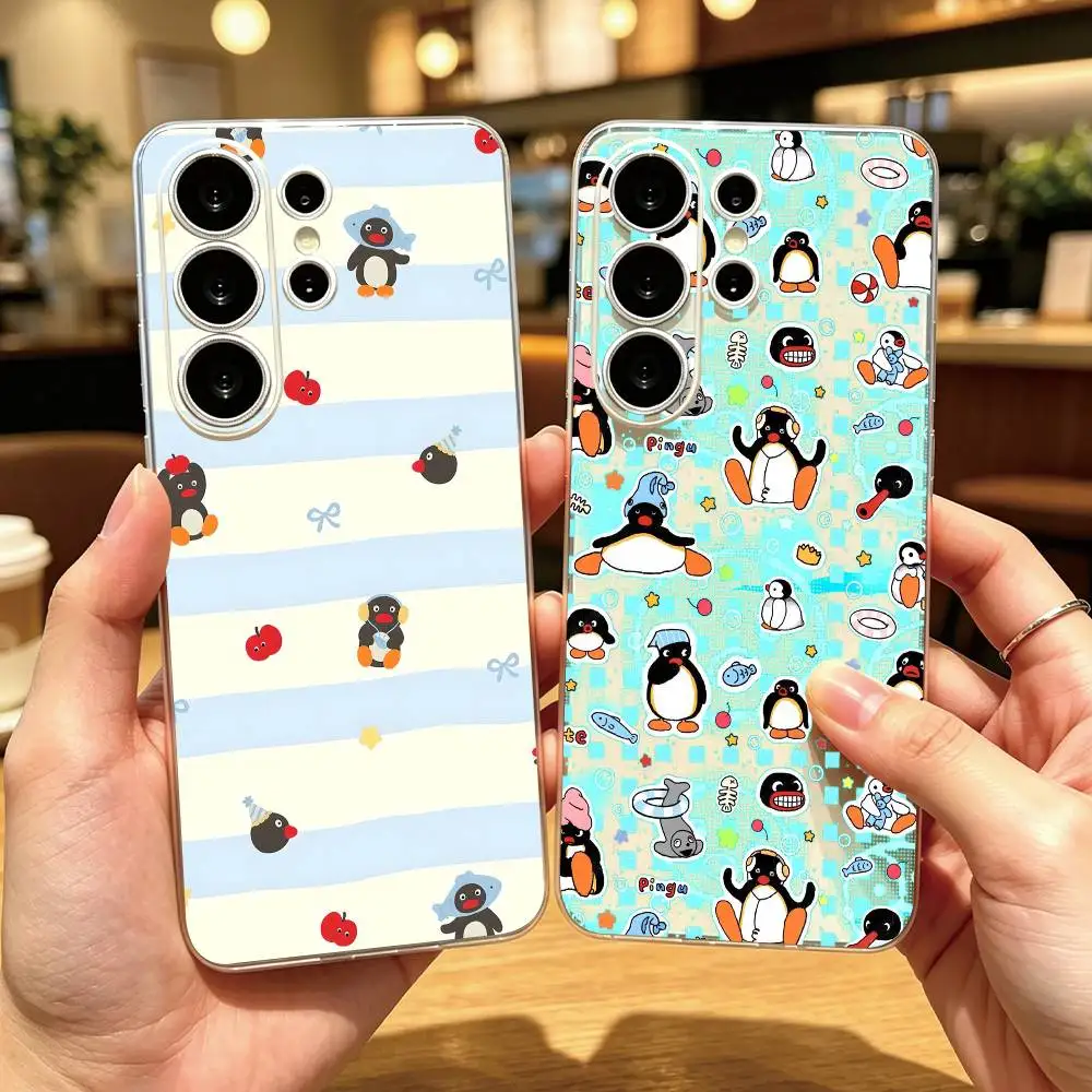 C-Cute C-Cartoon P-PinguES Phone Case For Samsung S25,S24,S21,S22,S23,S30,Ultra,S20,Plus,Fe Transparent Cover Gift