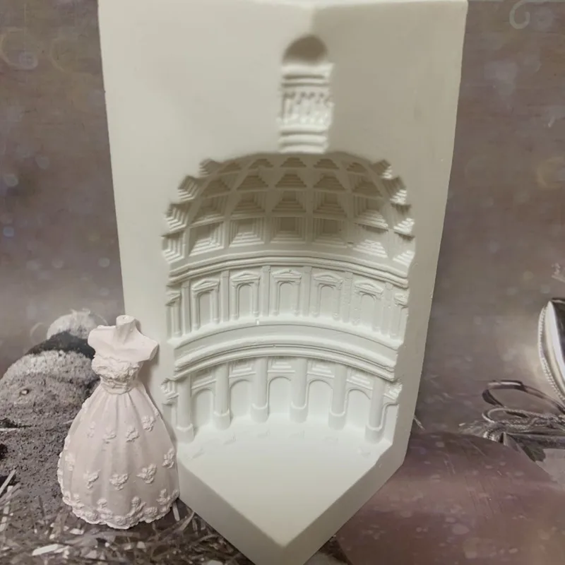 Book Nook Plaster Pantheon Roman Dome Building Model With Rose Or Skirt Booknook Ornaments Bookshelf Home Bedroom Decoration