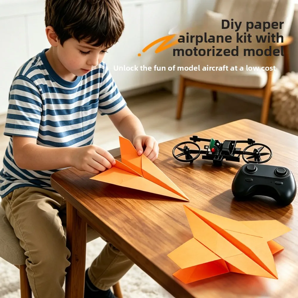 DIY RC Paper Airplane Kit, Remote Control Paper Plane Requires Assembly, Aircraft Model Hobby Toy, DIY Assembly Accessories Set