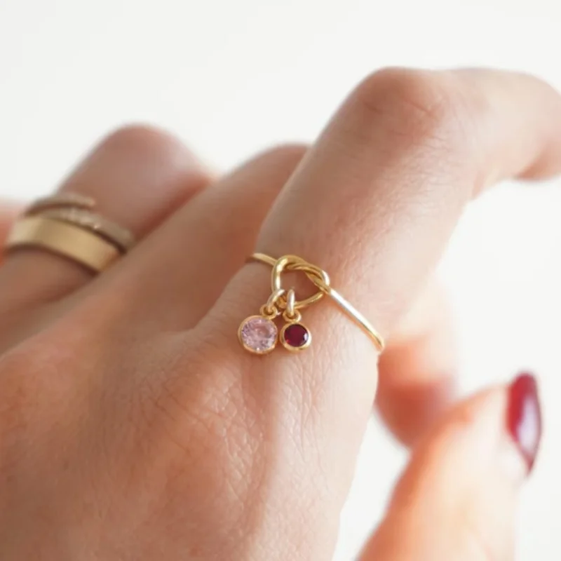 

14k Gold Filled Purple Diamond Love Knot Ring Luxury Personalized Jewelry Designer Jewelry Birthday Gift for Women