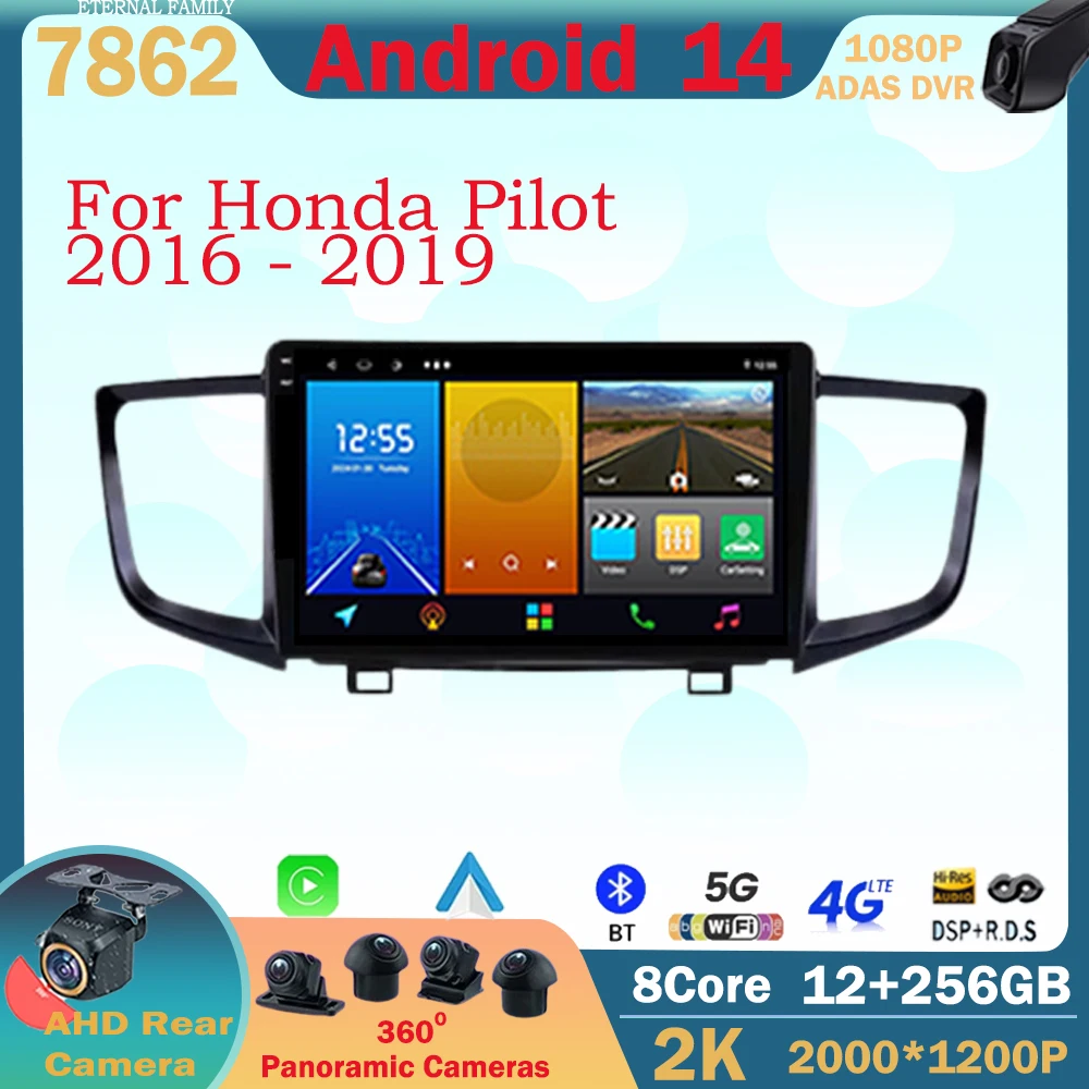 

Android 14 For Honda Pilot 2016 - 2019 android radio Carplay DVD BT No 2din Auto Radio Stereo Multimedia GPS Navigation 5G WIFI