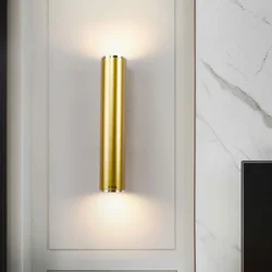 Gold Pipe Wall Lamps Home Decor Bathroom Bedroom Mirror Light Villa Balcony Corridor Sconces Modern Led Tube Ligting Luminaria