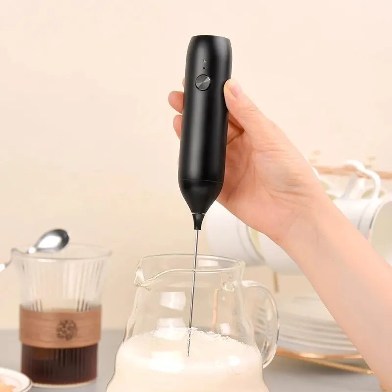 Electric Milk Frother Coffee Frother USB-C Rechargeable Electric Whisk Powerful Mini Drink Mixer