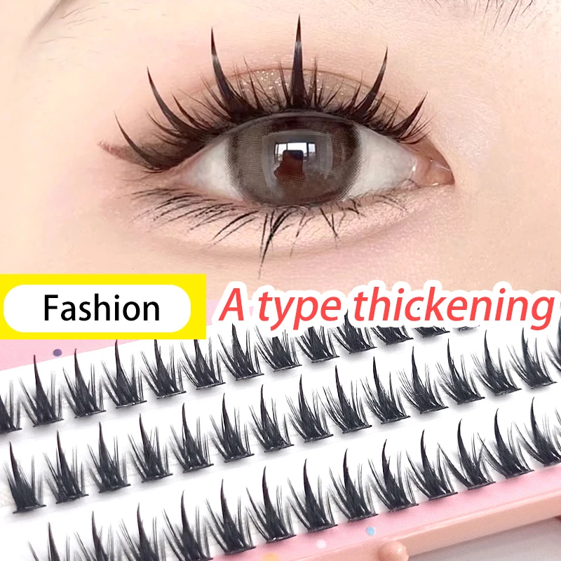 Yelix Lashes Naturalne rzęsy Fałszywe rzęsy C Curl Manga Spiky Fałszywe rzęsy Wispy Cat Eye Lashes Cluster Lashes Makeup Anime Cosplay