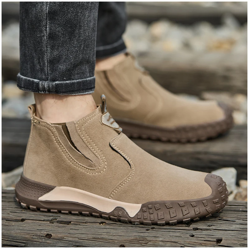 mens casual steel toe caps working safety boots cow suede leather welding shoes worker security ankle botas protective footwear
