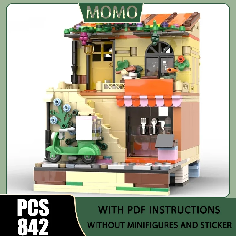 

City Street View Moc Building Blocks Restaurant Riviera Extension Model Technology Brick DIY Assembly Construction Holiday Toys