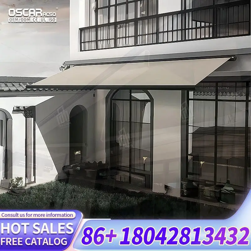 New Design Outdoor Folding Retractable Motorized Awning Waterproof Aluminum Sun Shade for Home Patio Deck in US UK Retractable A