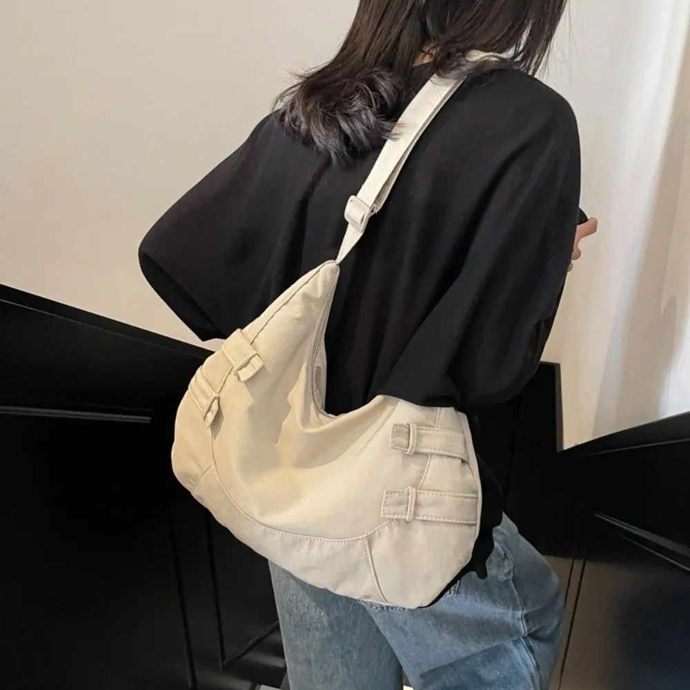 

Solid Color Leight Weight Tote Bag Vintage Large Capacity Massenger Bags Dumpling Versatile Satchel Bags Commuting