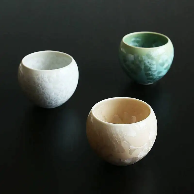 In-Stock Japanese Imported Kiyomizu-Yaki Master-Painted Flower Crystal Bowl, Master Tasting Cup, Exquisite Handmade Tea Cup