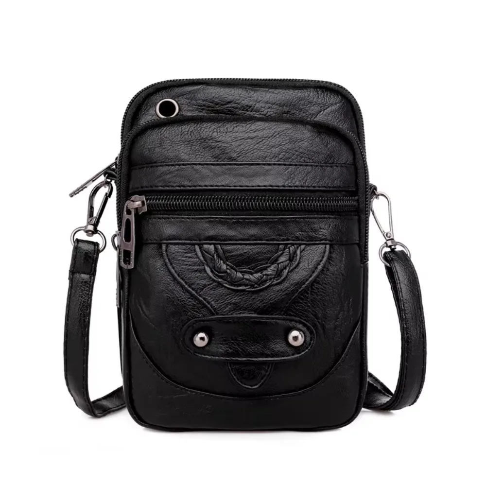 

Double Layer Crossbody Phone Bag Large Capacity Waterproof Phone Chest Bag Charming with Headphone Jack Messenger Bag