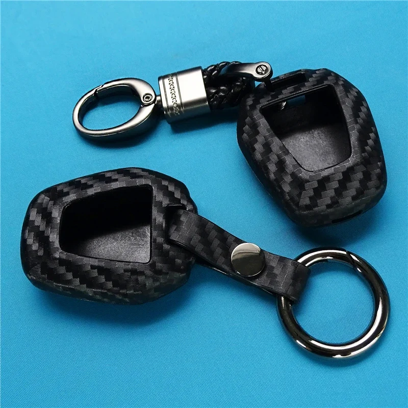 For Isuzu DMAX D-MAX Mu-x 2.5 2 Buttons Ignition Car Key Case Carbon Fiber Silicone Remote Fob Car Black Cover KeyChain