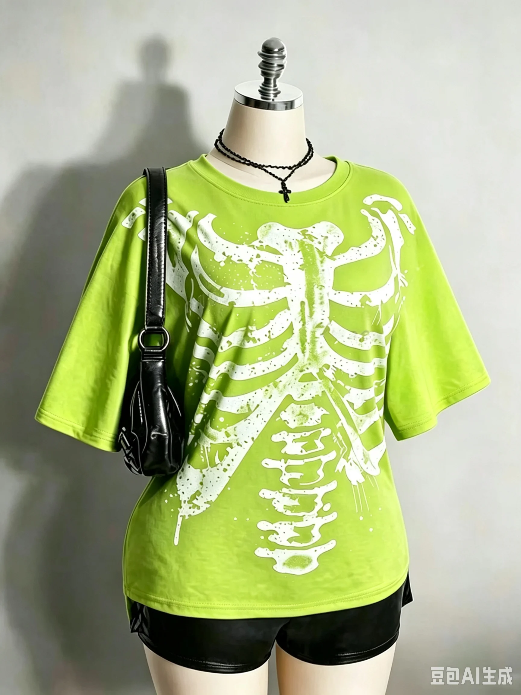 2026 Damen Halloween Skelett Brustkorb Grafik T-Shirt Y2k Alt Goth Punk Distressed Totenkopf Knochen Print Kurzarm Herren T-Shirts – Detail 13